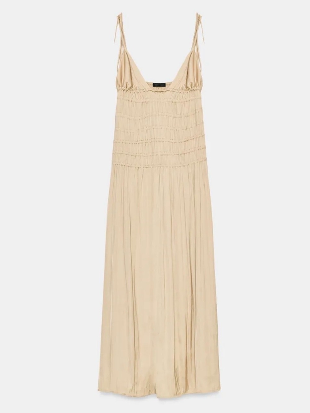 Zara Cream Smocked Maxi Dress - Picture 4 of 8